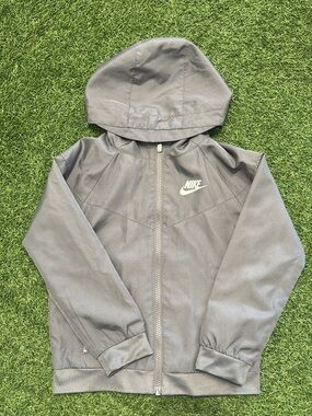Nike Gray Hooded Zip Jacket with White Logo